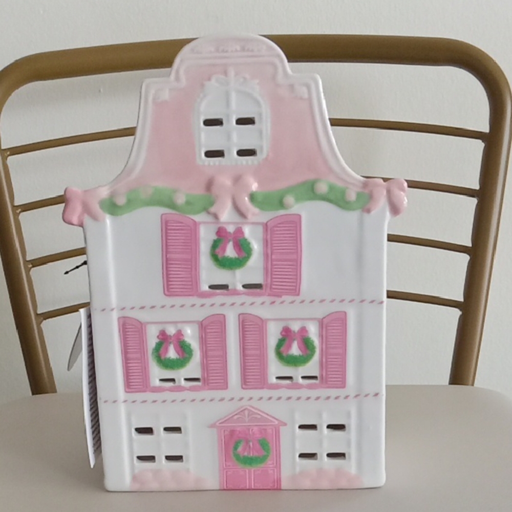Whimsical Pink and Green Ceramic House